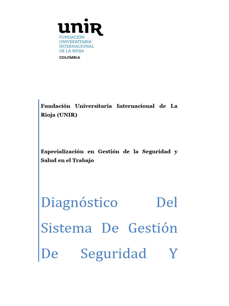 Diagnóstico Del Sistema De Gestión De Seguridad Y Salud En El Trabajo