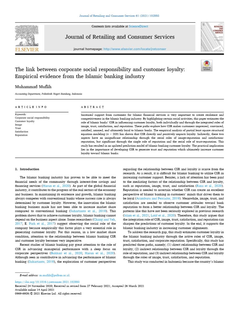 CSR Impact on Loyalty in Islamic Banking | PDF | Corporate Social ...