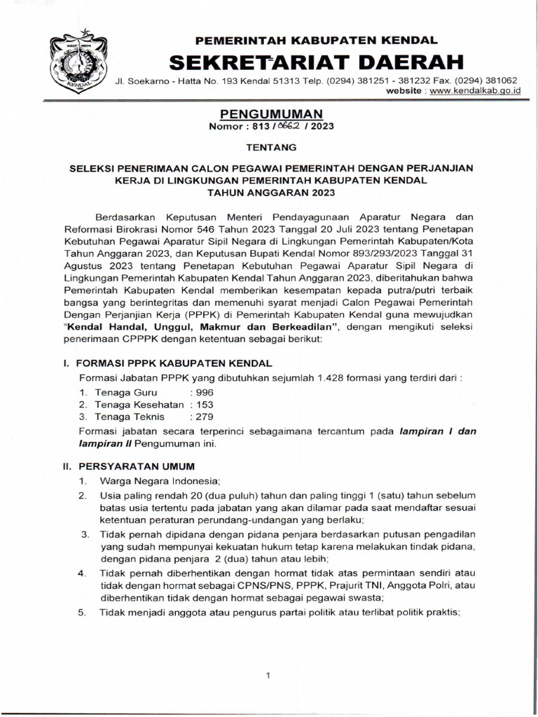Pengumuman Administrasi P3k 2023