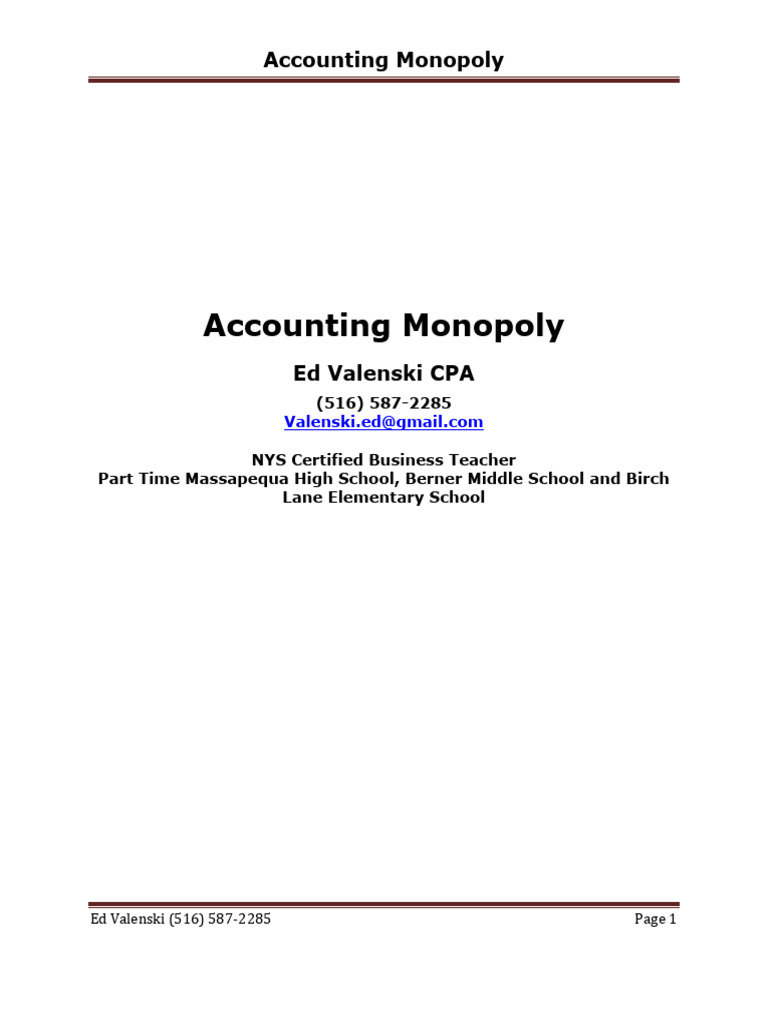 Accounting grade 12 - Monopoly summative | PDF | Debits And Credits ...