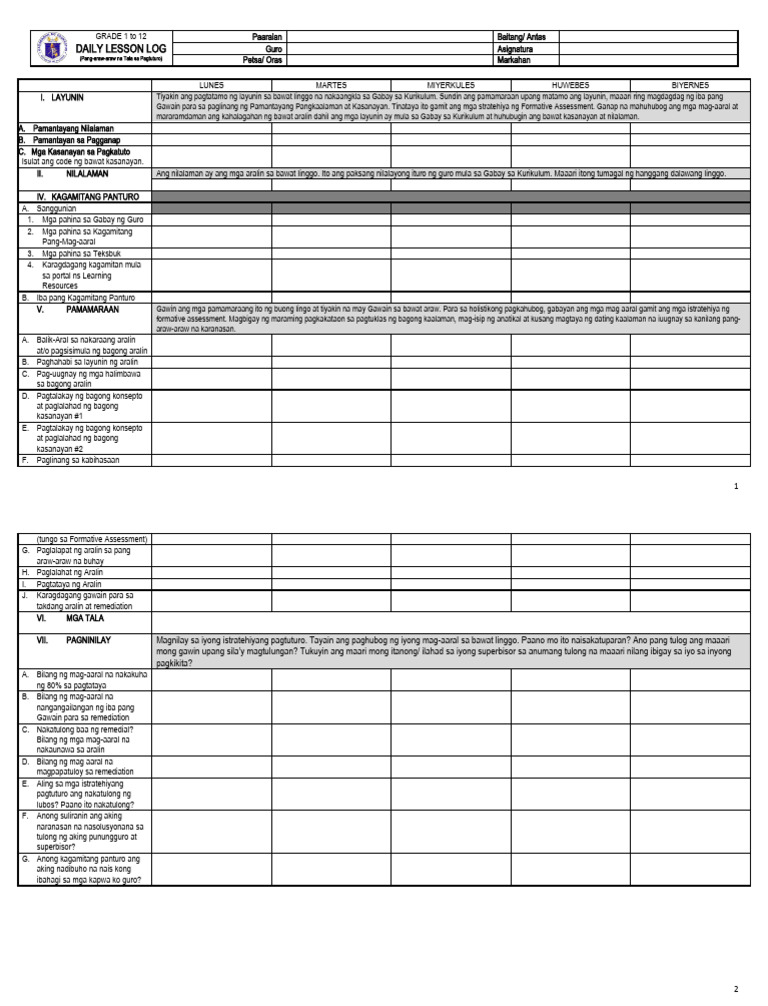 New DLL Format Filipino | PDF