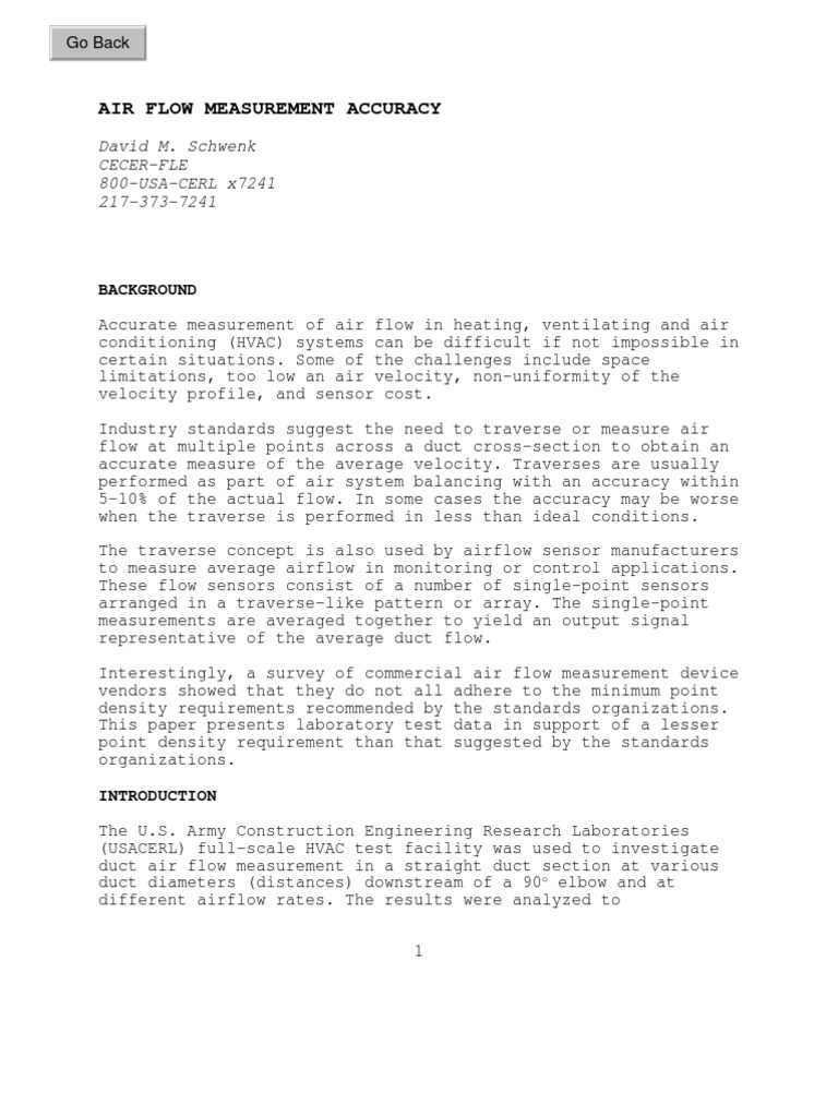 SchwenkAir Flow Measurement Accuracy PDF Flow Measurement