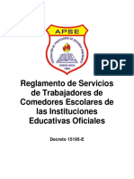2019 Reglamento de Servicios de Trabajadores de Comedores Escolares de Las Instituciones Educativas Oficiales