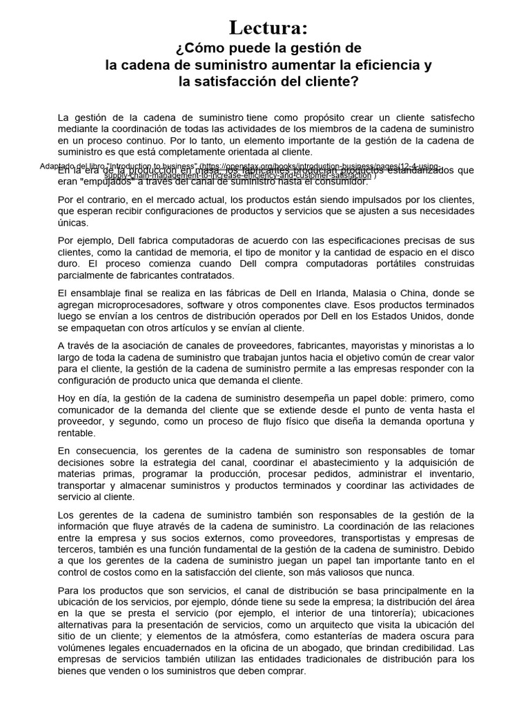 Gestión de Cadena de Suministro Eficiente | PDF | Gestión de la cadena ...