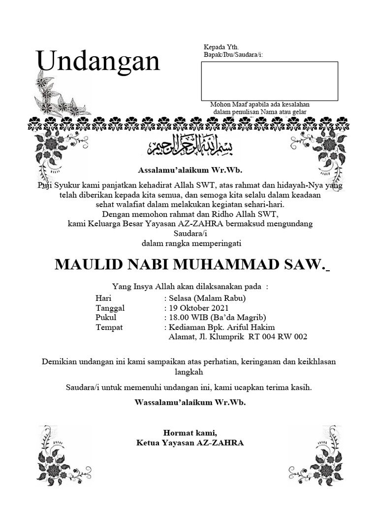 Undangan Tahlilan | PDF