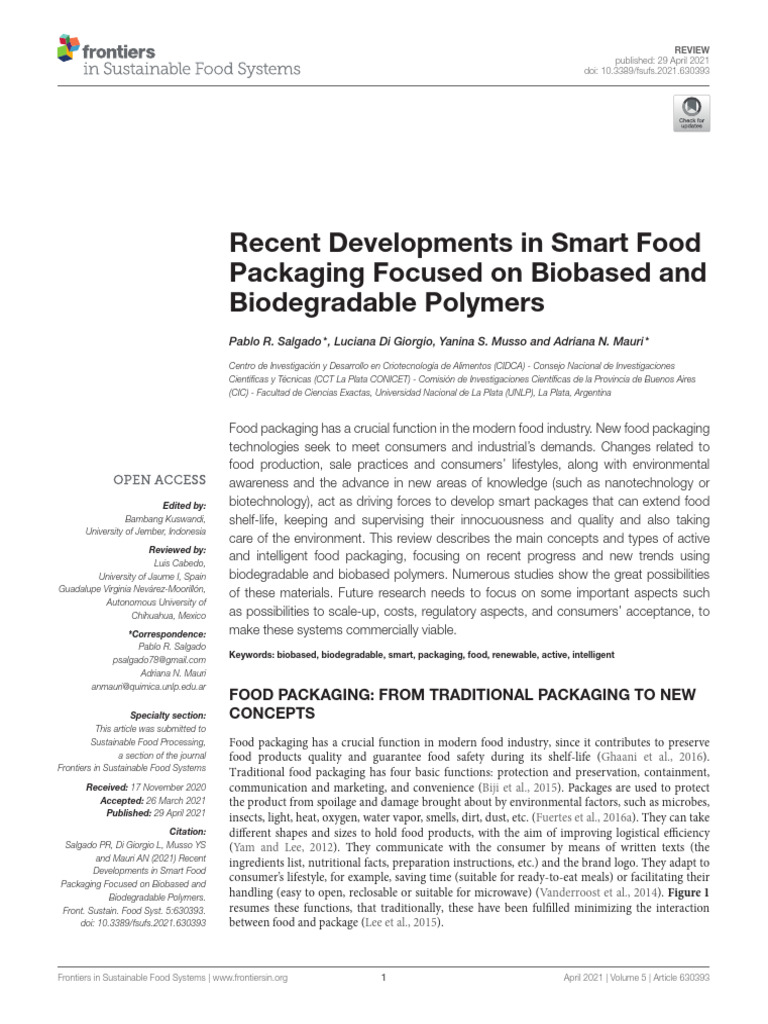 Advances in Smart Food Packaging | PDF | Chemistry | Chemical Substances