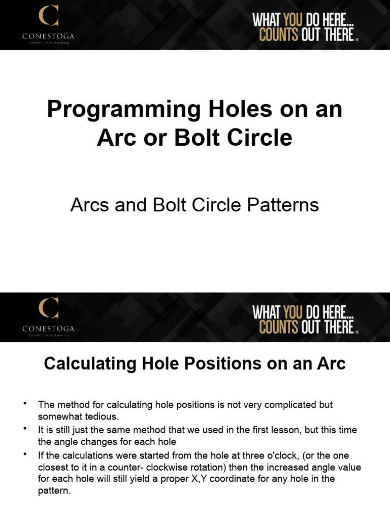 Programming On An Arc and Bolt Circle Pattern | PDF | Angle | Circle