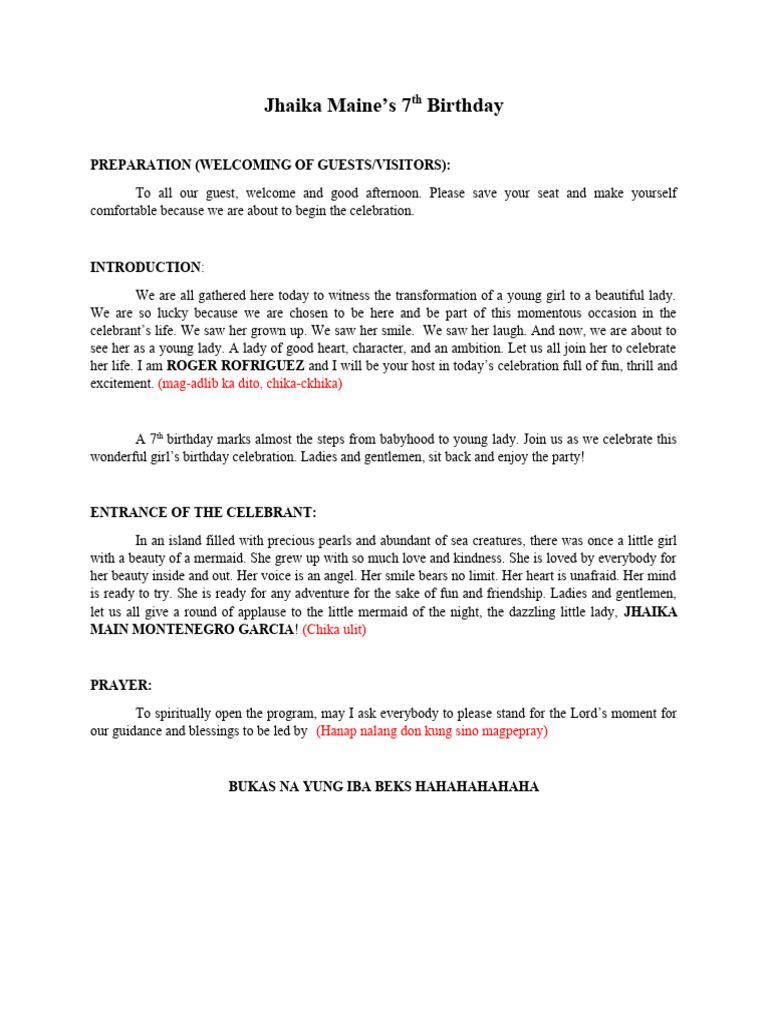 Jhaika's 7th Birthday Celebration Guide | PDF | Cooking, Food & Wine | Art