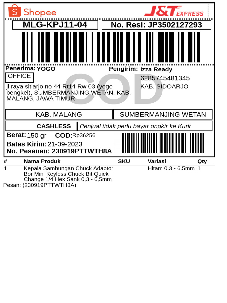 Label Pengiriman - Reguler - 3 | PDF