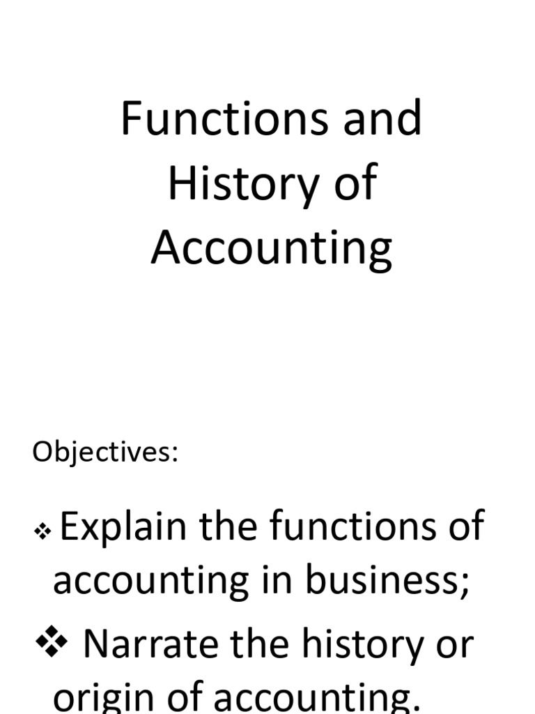 Functions and History of Accounting | PDF