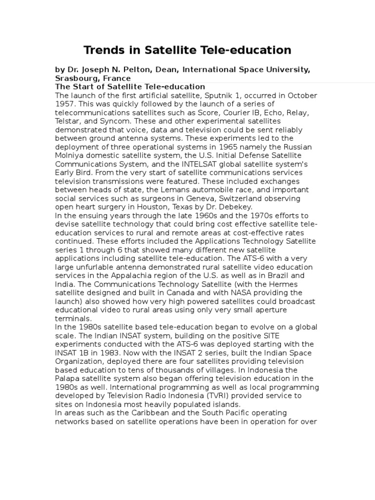 Trends in Satellite Tele | PDF | Satellite | Communications Satellite