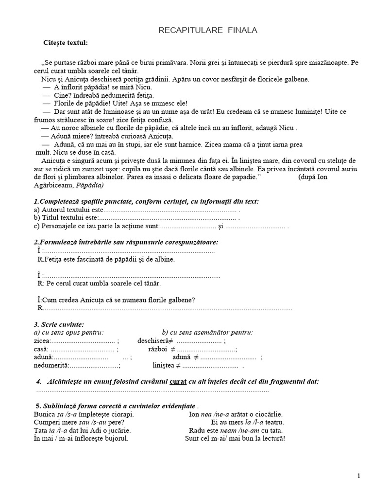 2 Recapitulare Finala | PDF