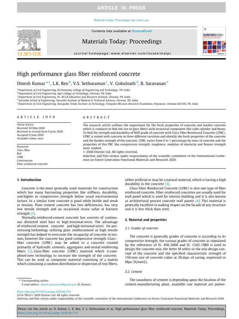 High Performance Glass Fiber Reinforced Concrete PDF Concrete