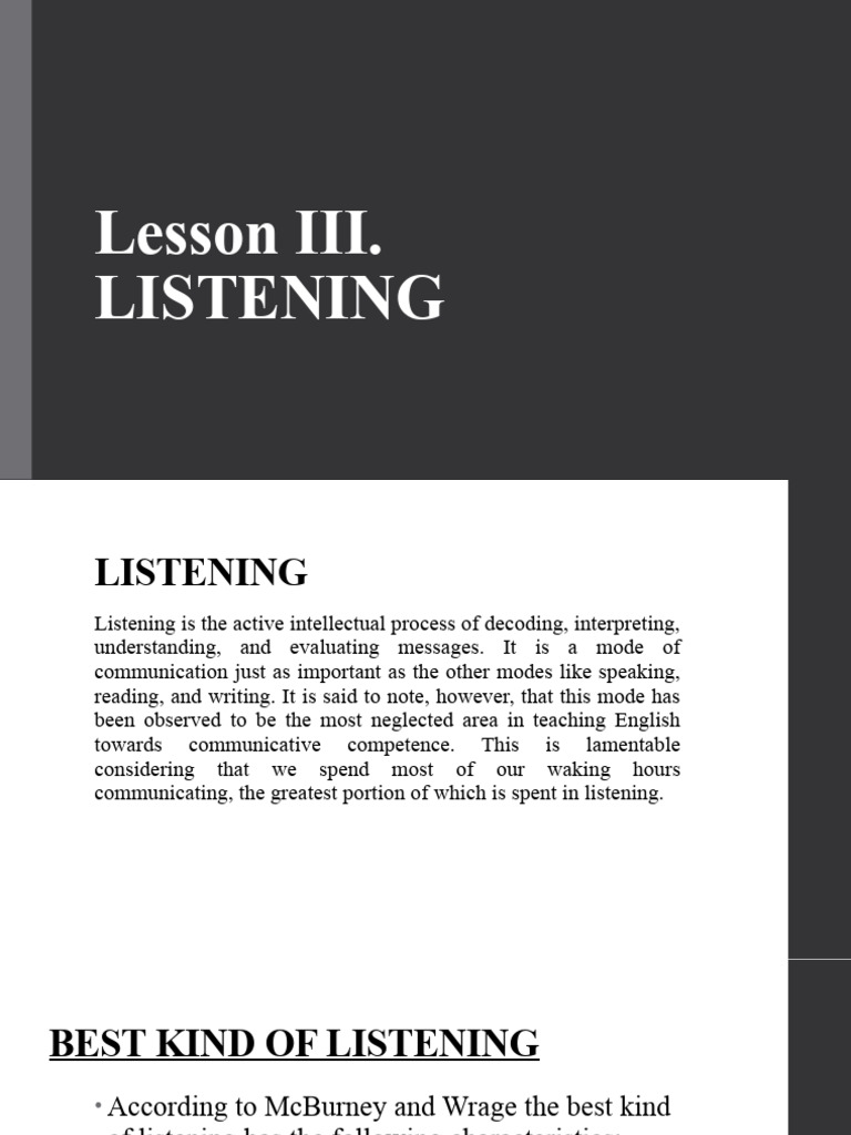 Lesson Iii Listening Pdf Thought Mind