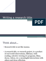 Research: Formulating Research Title