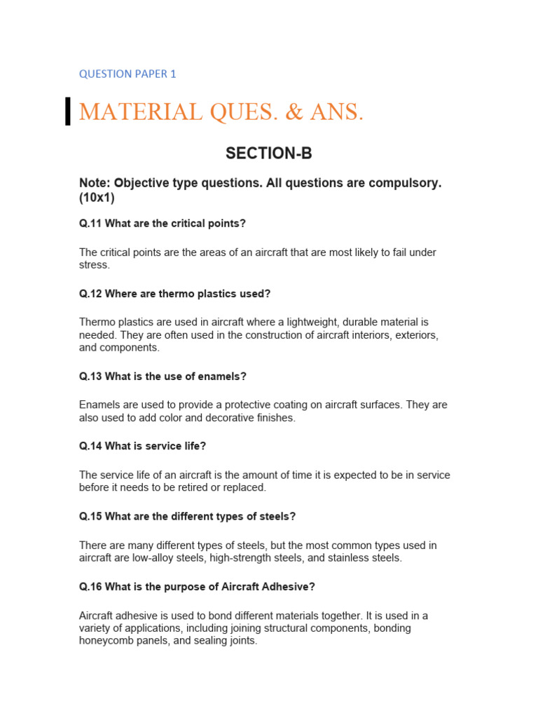 Aircraft Materials Questions PDF Heat Treating Steel