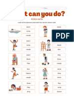 Orange White Illustrative Action Verbs Worksheet