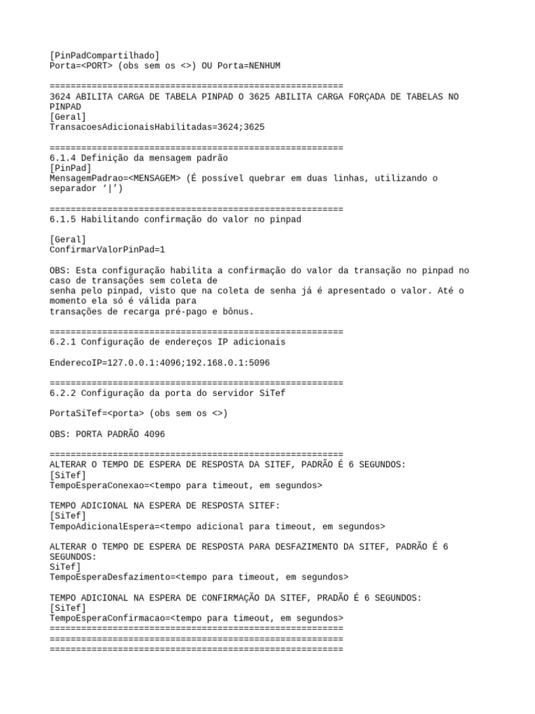 Configuração Arquivo Ini | PDF
