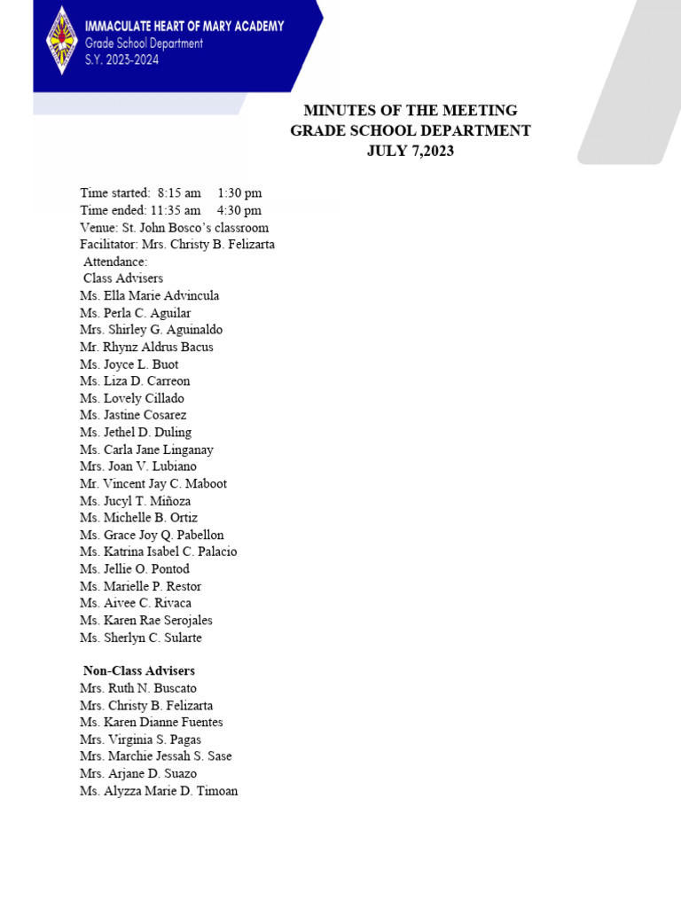 Minutes 2023 2024 PDF