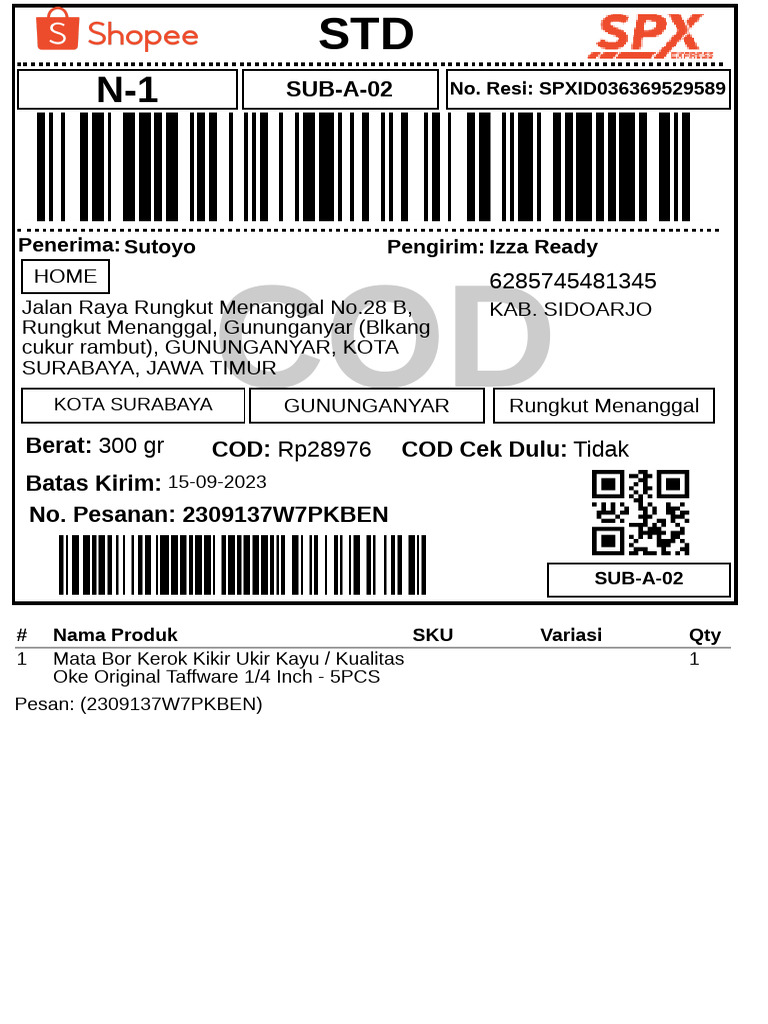 Label Pengiriman - Reguler - 5 | PDF