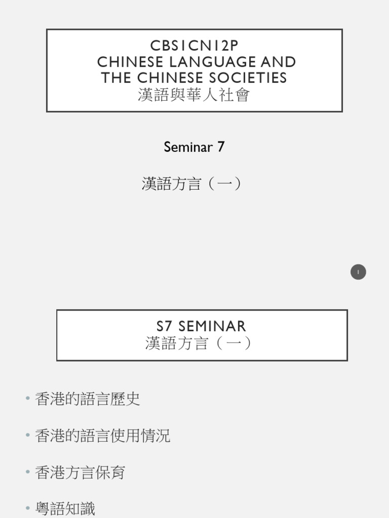 Chinese Language and The Chinese Societies-S07 | PDF