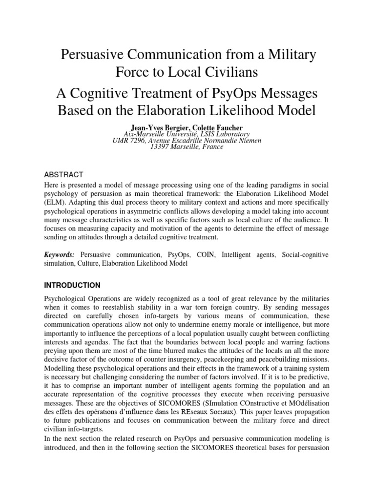 Persuasive Communication From A Military Force To Local Civilians A ...