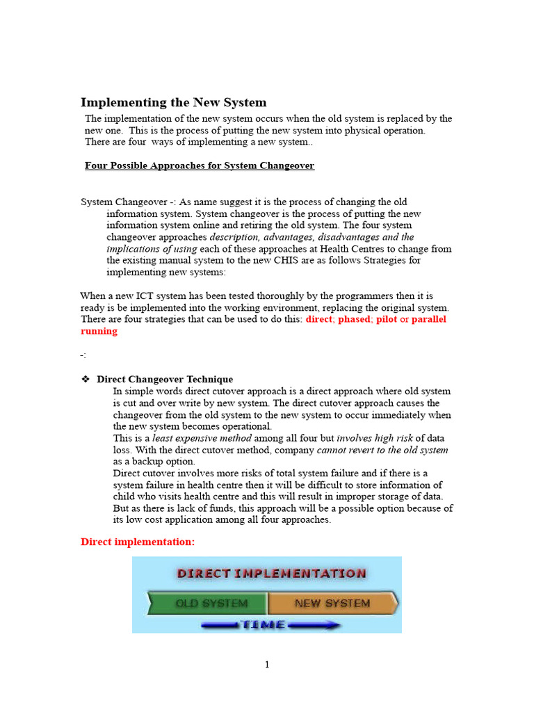 System Changeover Four Possible Approaches | Download Free PDF | Risk ...