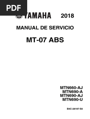 Manual de Servicio Yamaha MT-07 2018 | PDF | Máquinas | Ingeniería