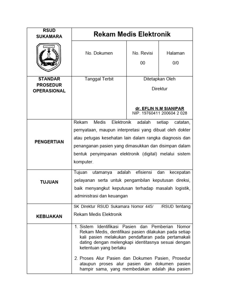 SOP Rekam Medis Elektronik | PDF
