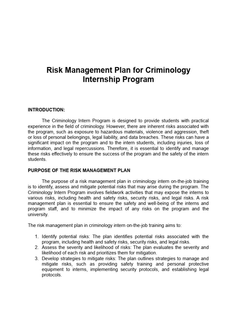 Risk Managemet Plan 2 Pdf Risk Risk Management