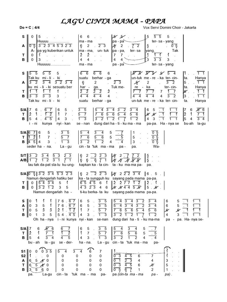 Lagu Cinta Mama Papa Satb Angka Rewritten Pdf