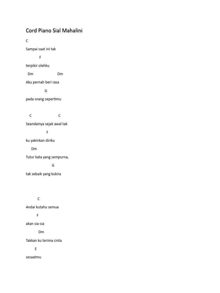 Cord Piano Sial Mahalini Pdf