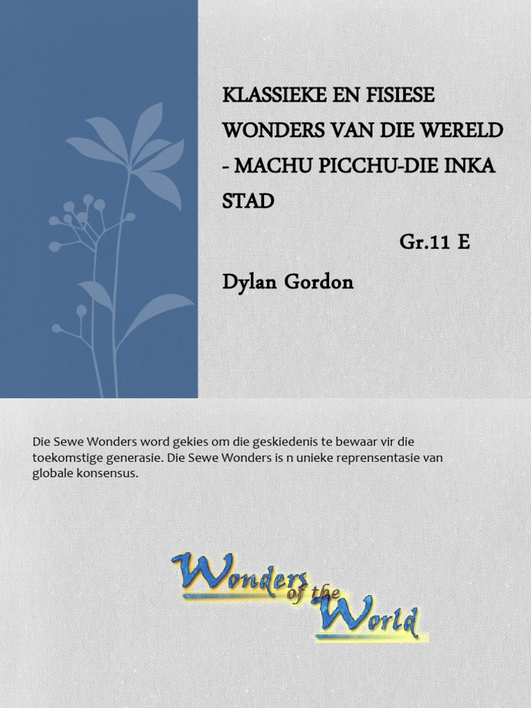 Klassieke en Fisiese Wonders Van Die Wereld | PDF