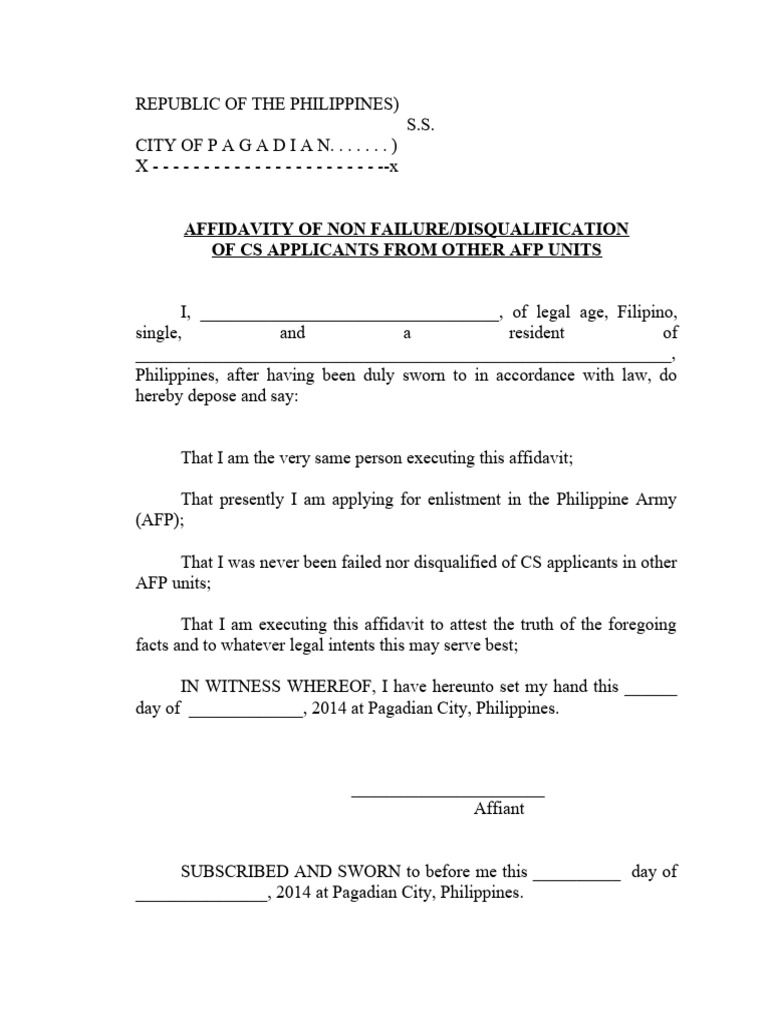 Affidavit of Non-Disqualification for AFP | PDF | Social Science