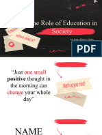The Role of Education in The Society
