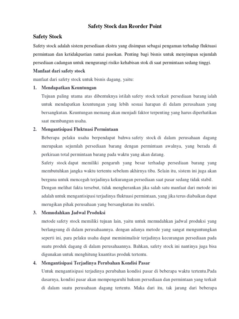 Materi Safety Stock Dan Reorder Point Pdf