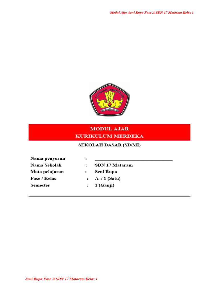 Modul Ajar Seni Rupa Kelas 1 SD | PDF | Karier & Perkembangan | Seni