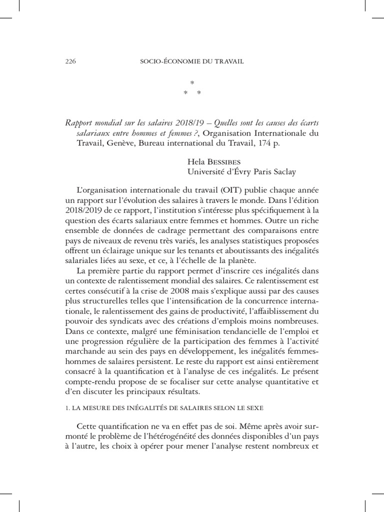 Rapport BIT | PDF | Salaires | Inégalité sociale