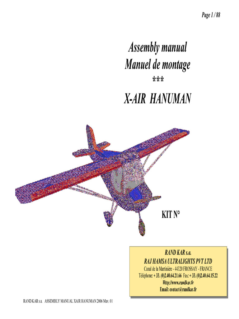 Assembly Manual Manuel de Montage XAir Hanuman Kit N° PDF