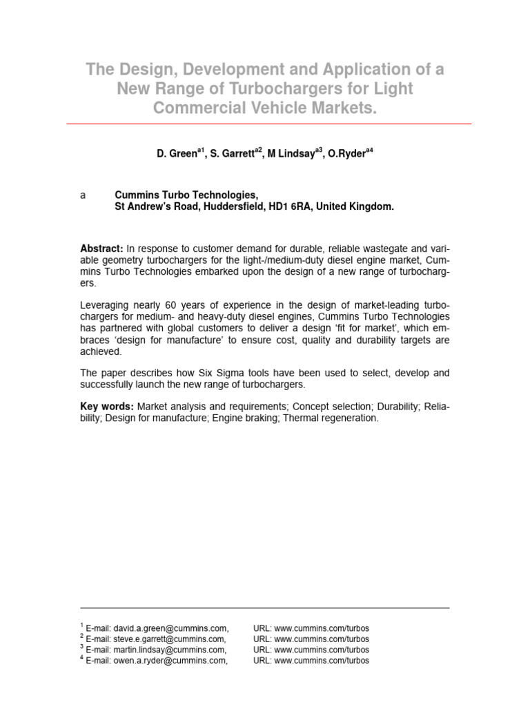 Holset - Dresden Technical Paper - New Range of Turbochargers For Light ...