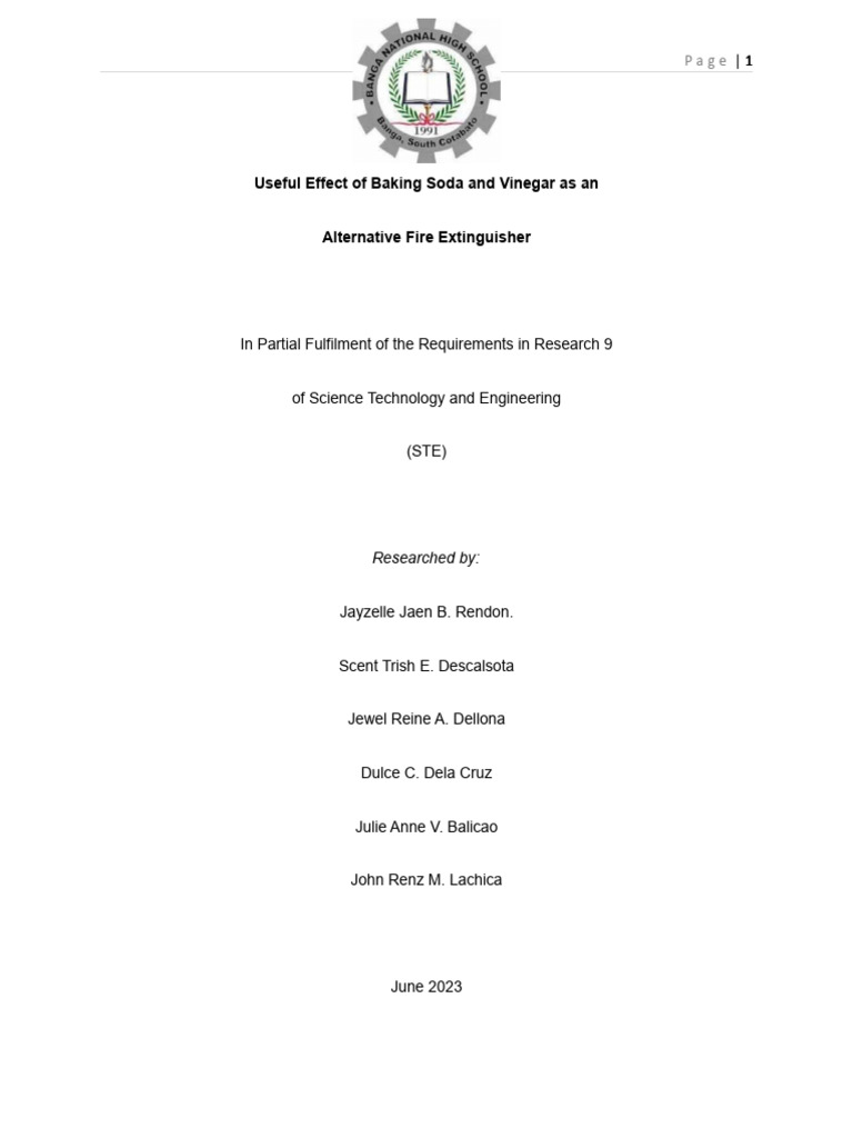 Useful Effect of Baking Soda and Vinegar As An Alternative Fire