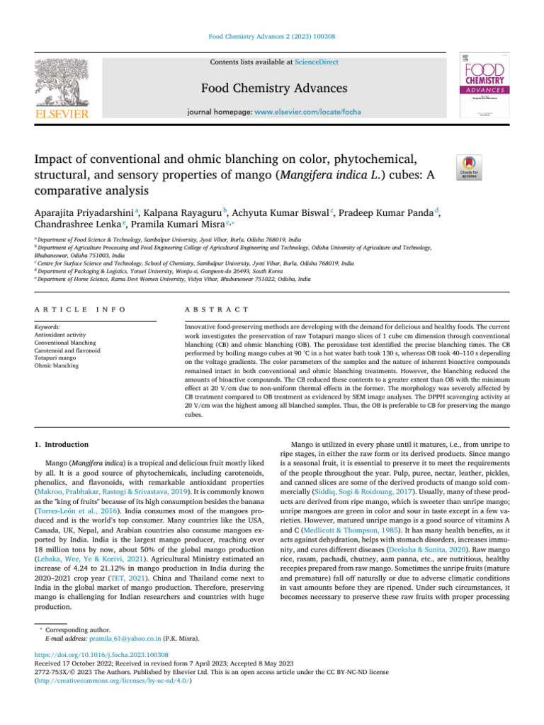 1 s2.0 S2772753X23001296 Main | PDF | Mango | Spectrophotometry