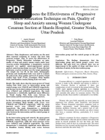 Keyword:-Effectiveness, Progressive Muscle Relaxation,: Women Undergone Caesarean Section, Pain, Anxiety, Sleep