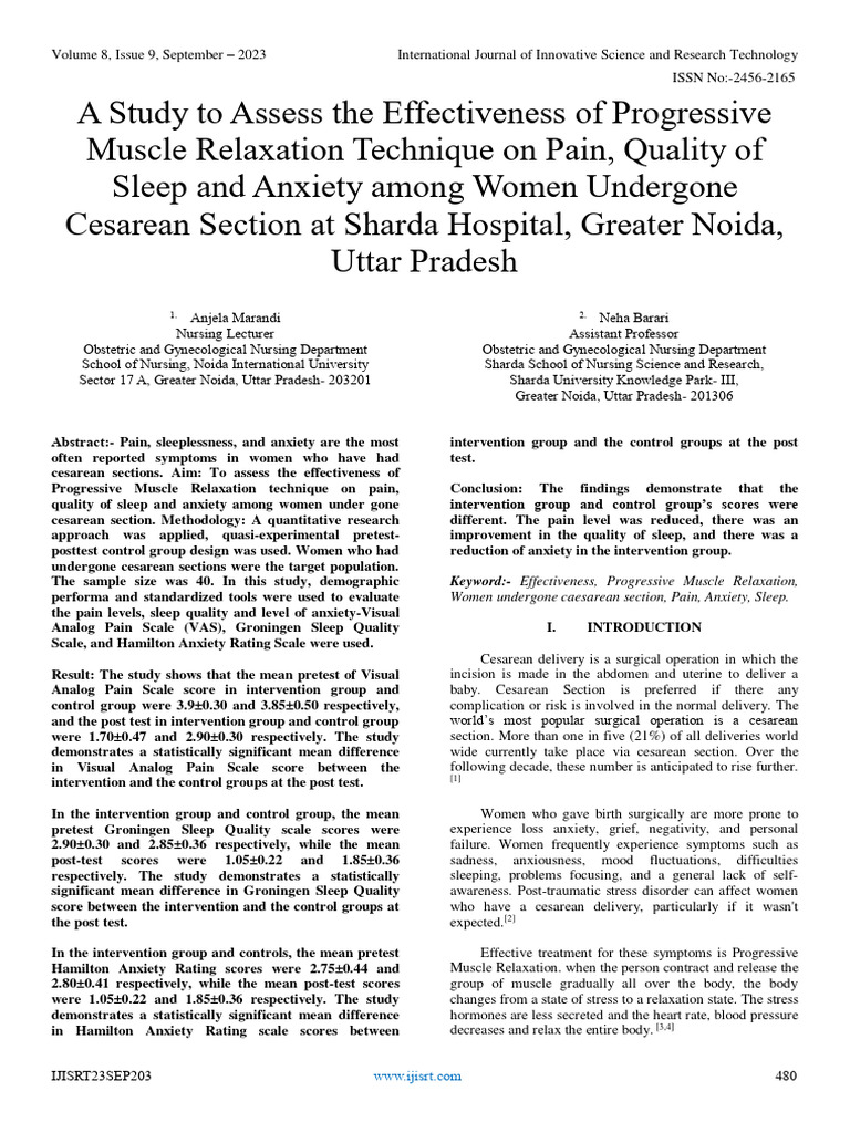 KeywordEffectiveness, Progressive Muscle Relaxation, Women Undergone