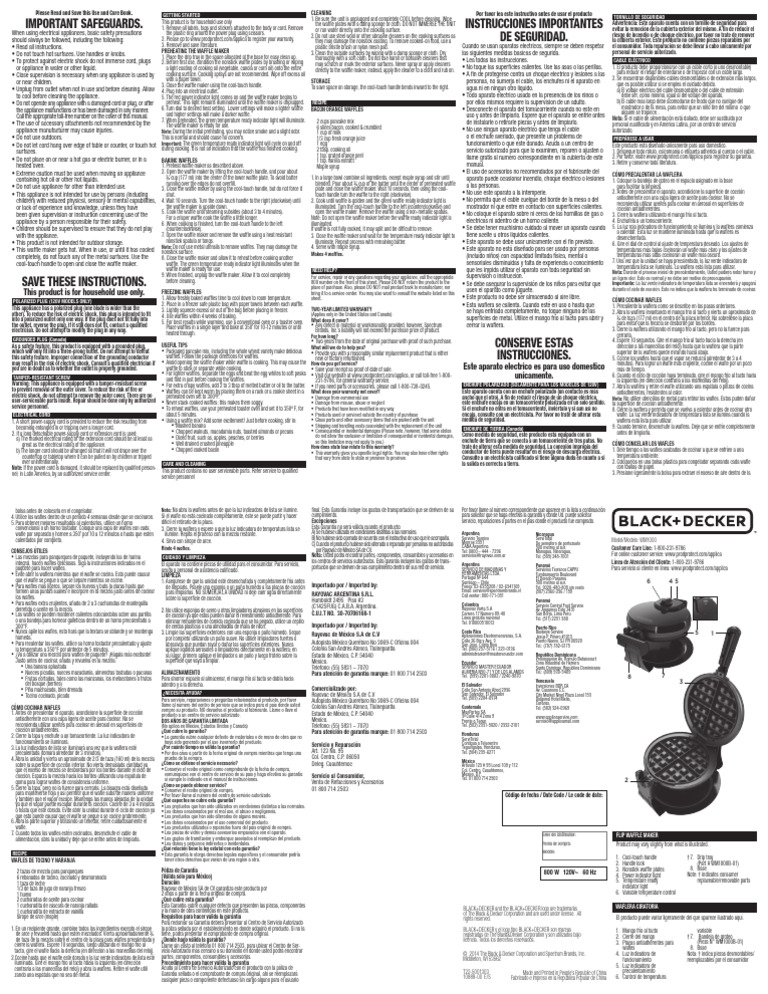 Black Decker Waffle Maker Manual de Instrucciones PDF Waffle Cooking