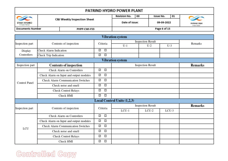 Vibration Monitoring System Checksheet PDF Electrical Engineering