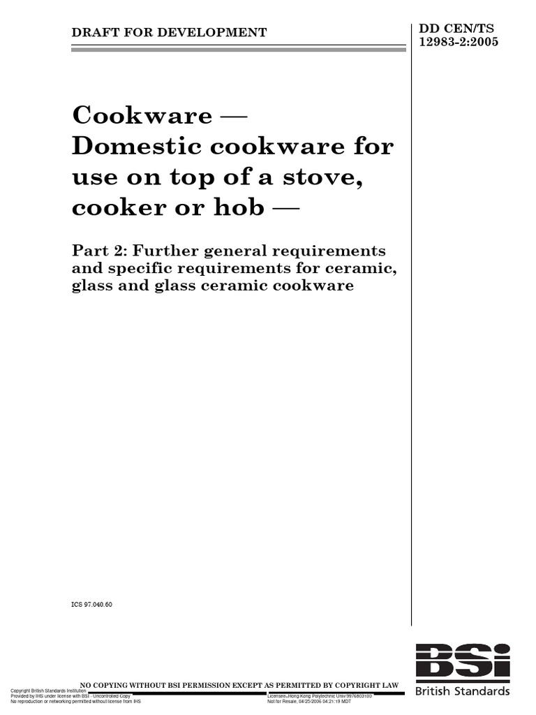 DD Cen TS 12983-2-2005 | PDF | Kitchen Stove | Cooking