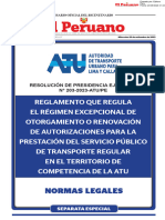 RESOLUCIÓN DE PRESIDENCIA EJECUTIVA N° 203-2023-ATU/PE