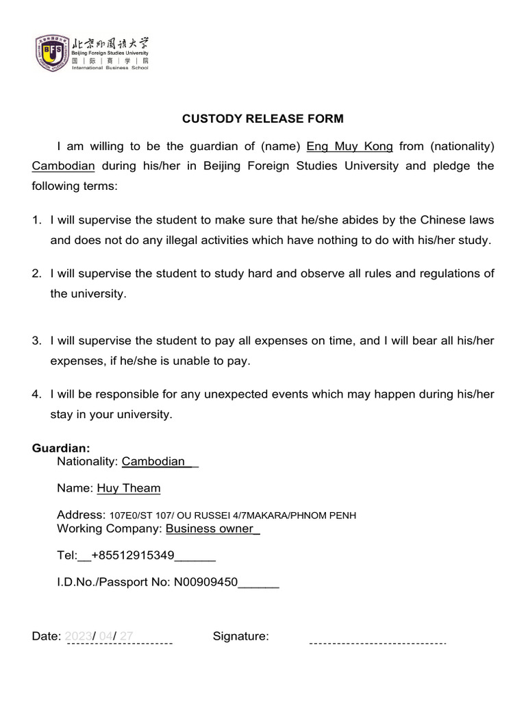 What Is A Certificate Of Release From Custody