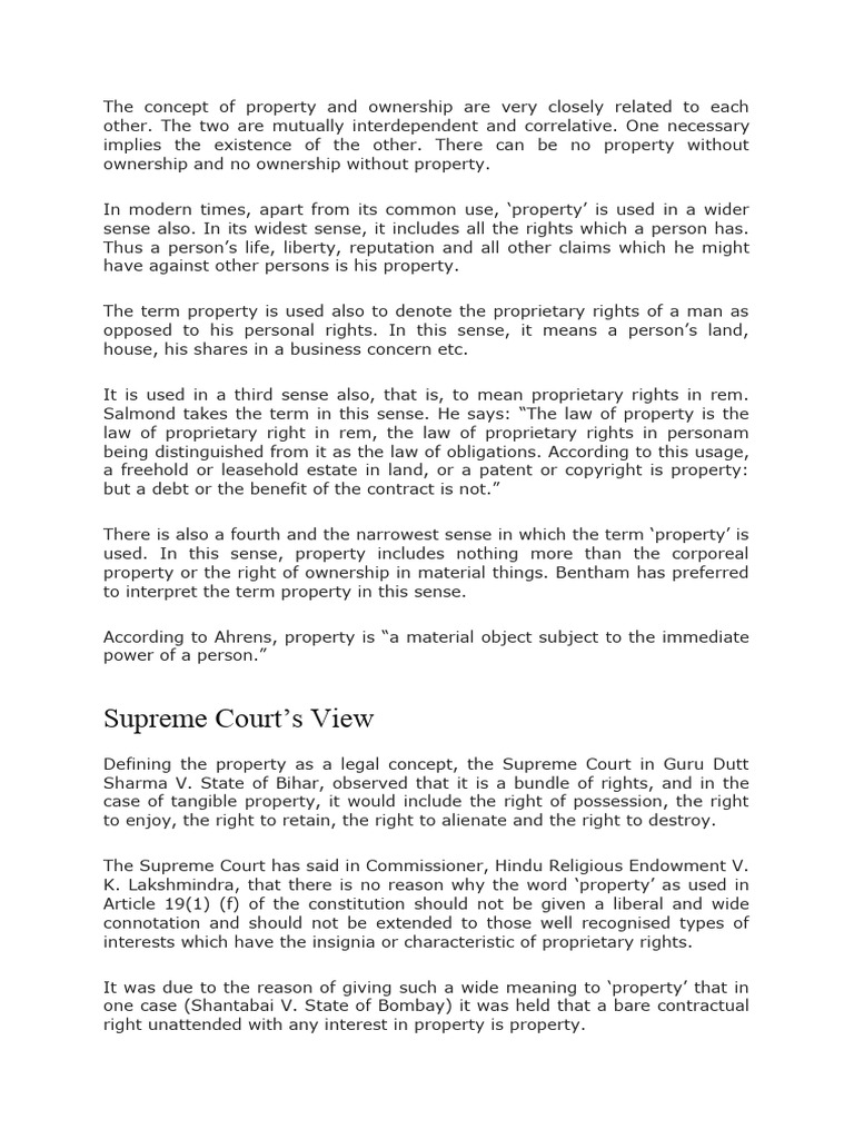 Property Law PDF Right To Property Property